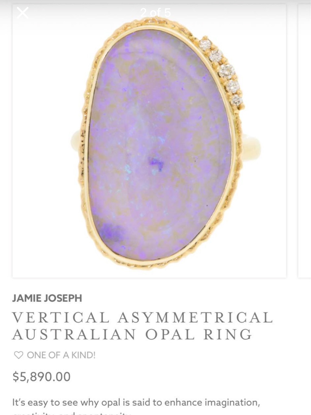 All Gold Jamie Joseph Opal Ring 5 Diamonds